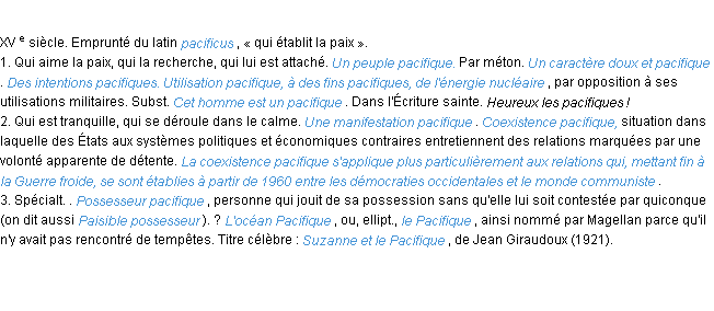 Définition pacifique ACAD 1986