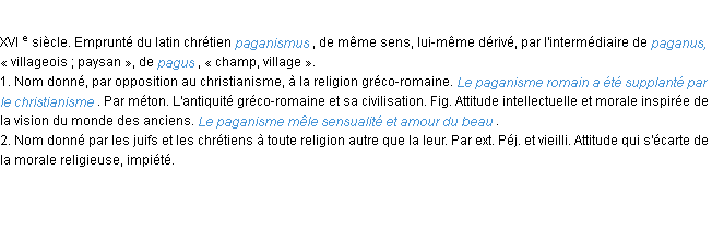 Définition paganisme ACAD 1986