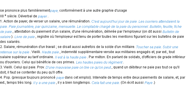 Définition paie ACAD 1986