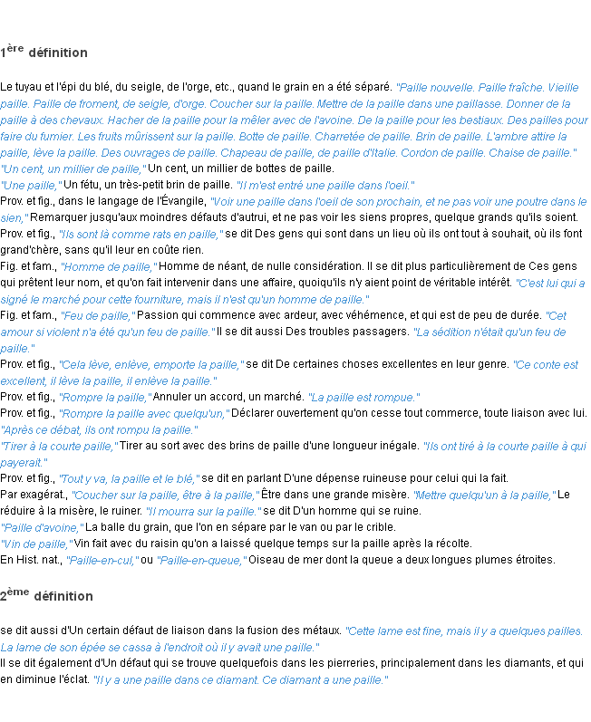 Définition paille ACAD 1835
