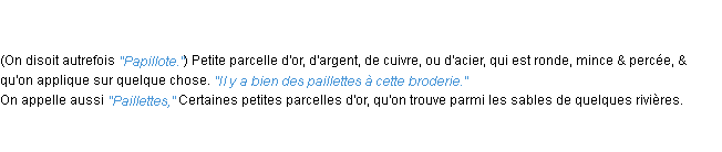 Définition paillette ACAD 1762
