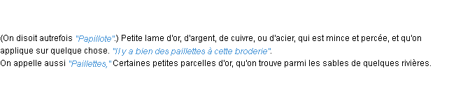 Définition paillette ACAD 1798