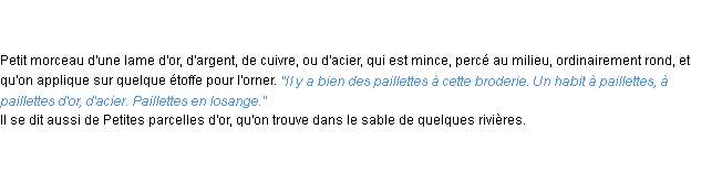 Définition paillette ACAD 1835