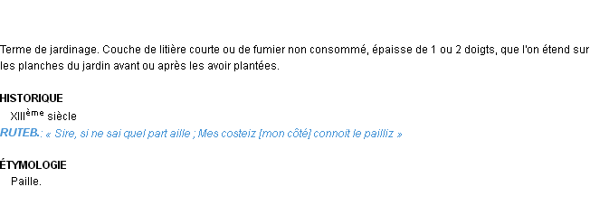 Définition paillis Emile Littré
