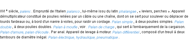 Définition palan ACAD 1986