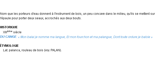 Définition palanche Emile Littré