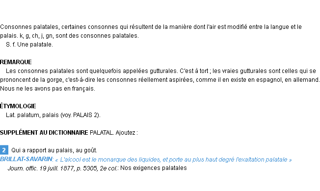 Définition palatal Emile Littré