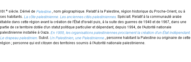 Définition palestinien ACAD 1986