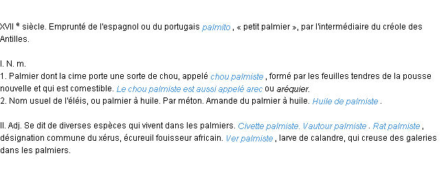 Définition palmiste ACAD 1986