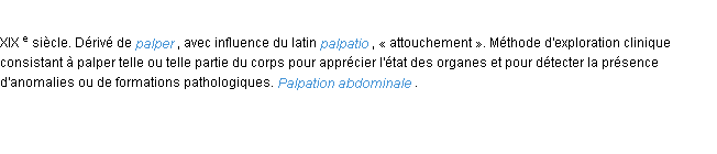 Définition palpation ACAD 1986