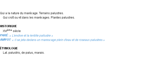 Définition palustre Emile Littré