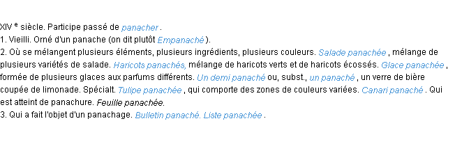 Définition panache ACAD 1986