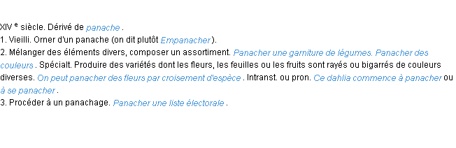 Définition panacher ACAD 1986