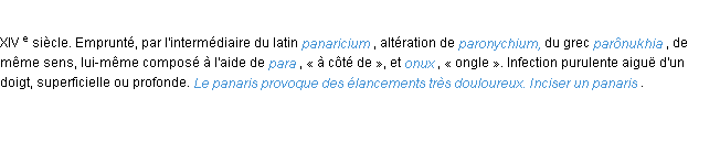 Définition panaris ACAD 1986