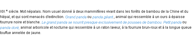 Définition panda ACAD 1986