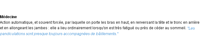 Définition pandiculation ACAD 1932