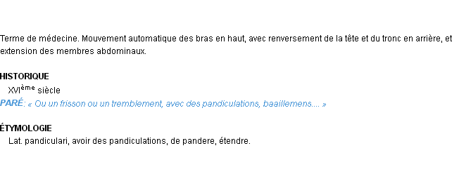 Définition pandiculation Emile Littré