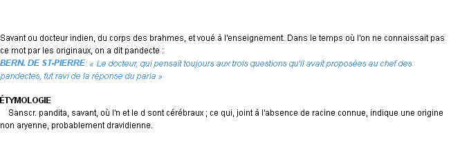 Définition pandit Emile Littré