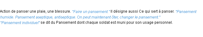 Définition pansement ACAD 1932