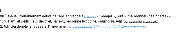 Définition papelard ACAD 1986