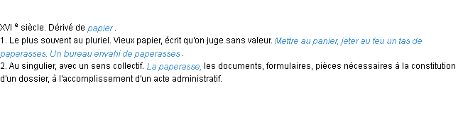 Définition paperasse ACAD 1986