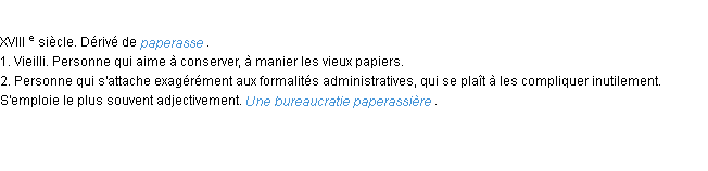 Définition paperassier ACAD 1986