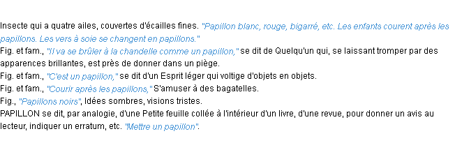 Définition papillon ACAD 1932