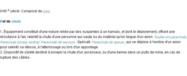 Définition parachute ACAD 1986