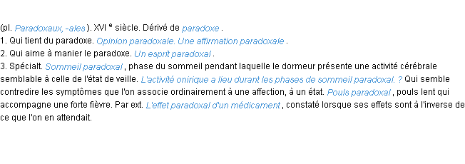 Définition paradoxal ACAD 1986