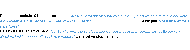 Définition paradoxe ACAD 1835