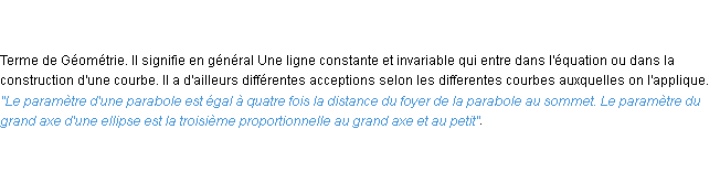Définition paramètre ACAD 1798