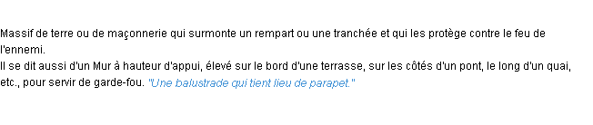 Définition parapet ACAD 1932