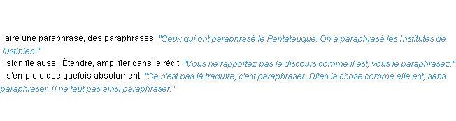 Définition paraphraser ACAD 1835