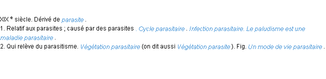 Définition parasitaire ACAD 1986