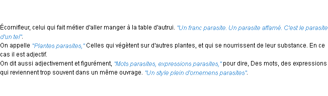 Définition parasite ACAD 1798