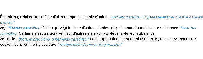 Définition parasite ACAD 1835