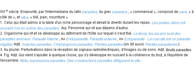 Définition parasite ACAD 1986