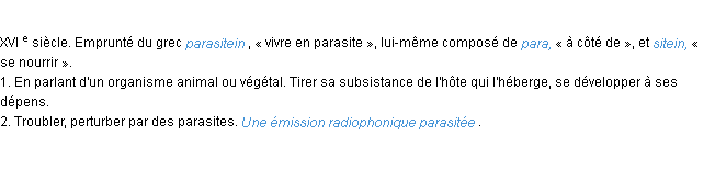 Définition parasiter ACAD 1986