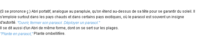 Définition parasol ACAD 1932