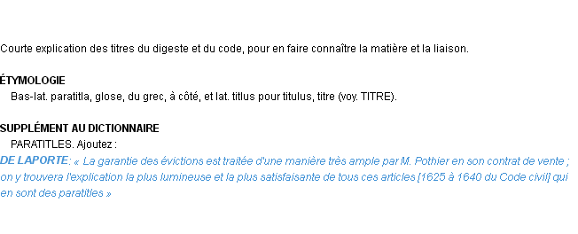 Définition paratitles Emile Littré