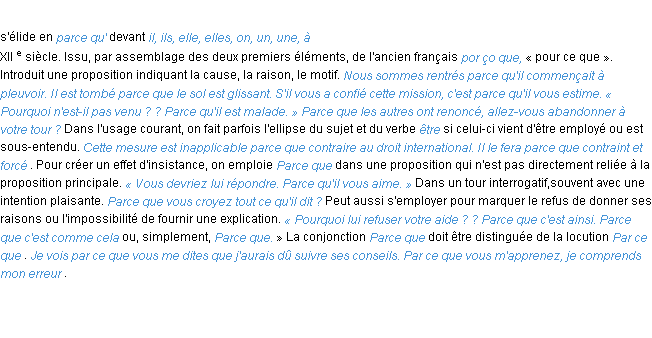 Définition parce que ACAD 1986