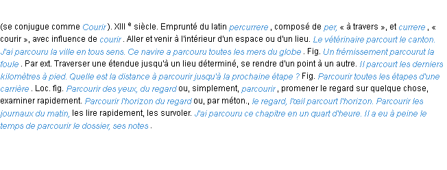 Définition parcourir ACAD 1986