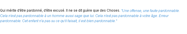 Définition pardonnable ACAD 1932