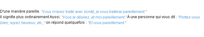 Définition pareillement ACAD 1932