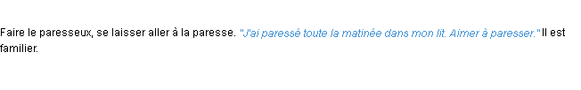 Définition paresser ACAD 1932