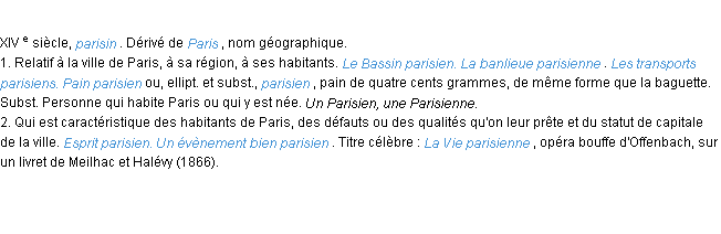 Définition parisien ACAD 1986