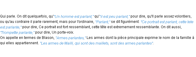 Définition parlant ACAD 1798