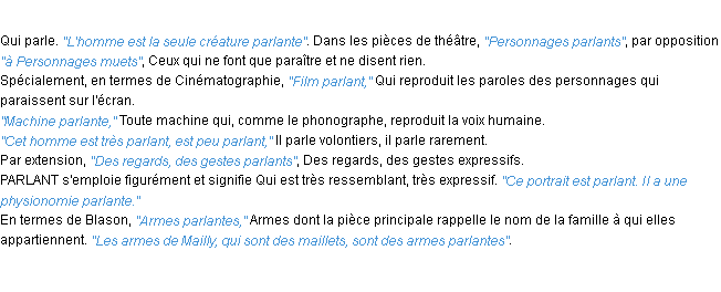 Définition parlant ACAD 1932