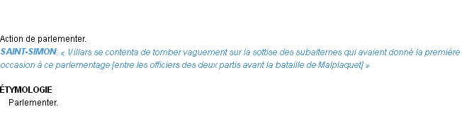 Définition parlementage Emile Littré