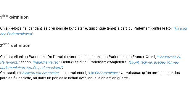 Définition parlementaire ACAD 1798
